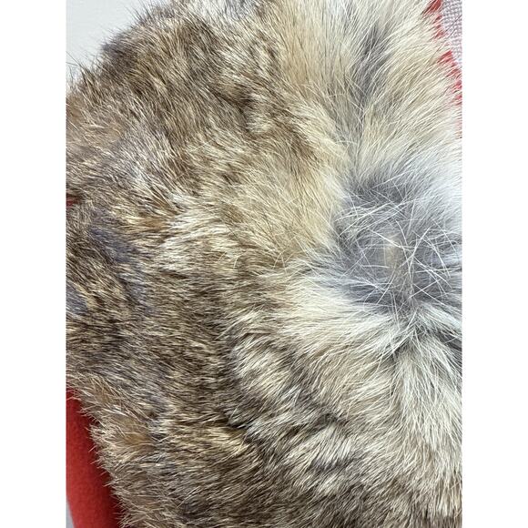 VTG 60s Orange Wool Coat Real Rabbit Fur Collar Double Breasted Union Made USA - Picture 6 of 9